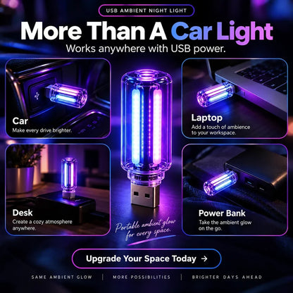 ✨ 3-Pack Car USB Ambient Night Lights – Touch Control LED Interior Upgrade